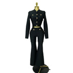 Golden Button Coat & Flare Pants | 2-Piece Stage Set