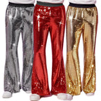 Men's Sequin Flare Pants | Elastic Waist | Stage & Party