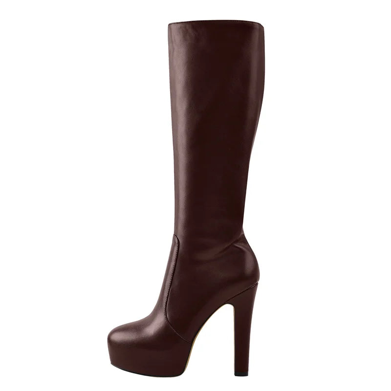 Platform Knee-High Boots — High Heel Zipper Boots for Performers
