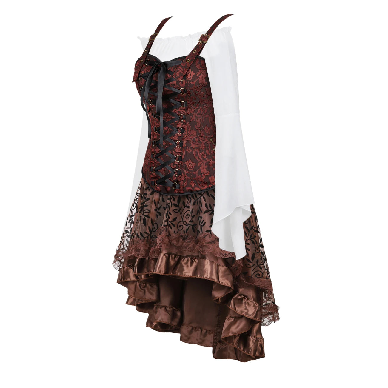 Steampunk Corset Dress | 3-Piece Set | 9 Colors | S-XXXL