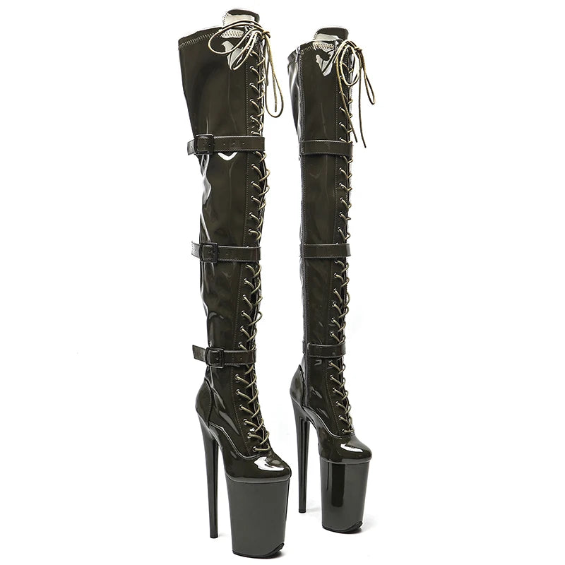 9-Inch Patent Thigh-High Boots - Platform Dance Boots
