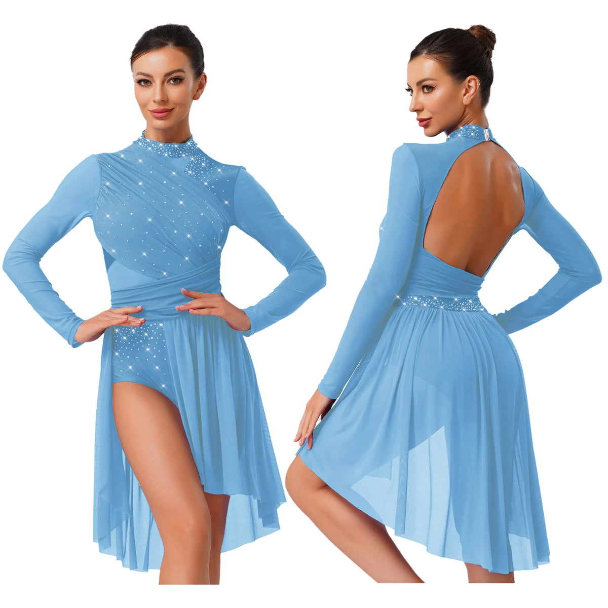 Aurora Rhinestone Lyrical Dance Leotard Dress
