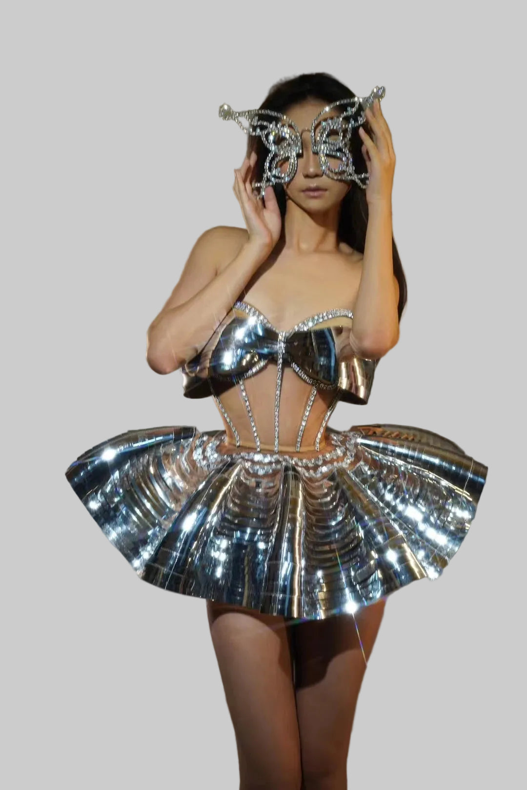 Shiny 2-Piece Rayon Skirt Set