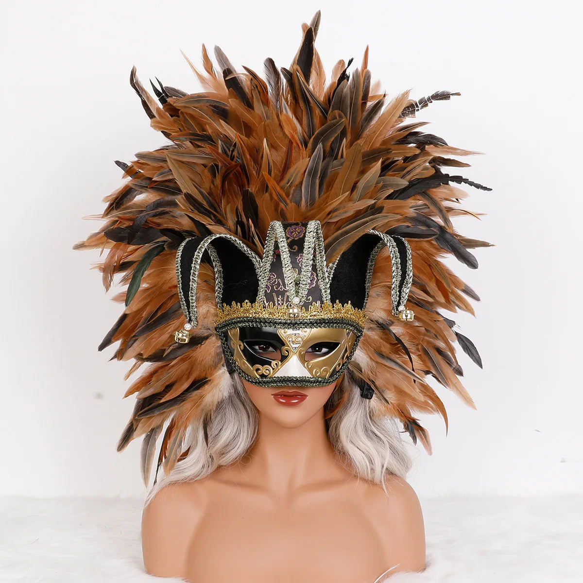 Feather Masquerade Mask | Jester Crown