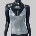 Sequin Bandage Off-Shoulder Camisole - V-Neck Tank Top