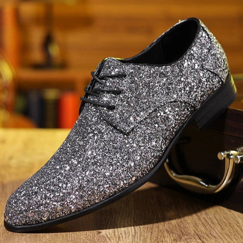 Men’s Glitter Oxfords | Pointed Toe