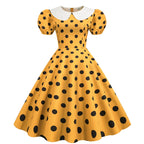 Vintage Polka Dot Puff Sleeve Dress | Petticoat | S–XXL