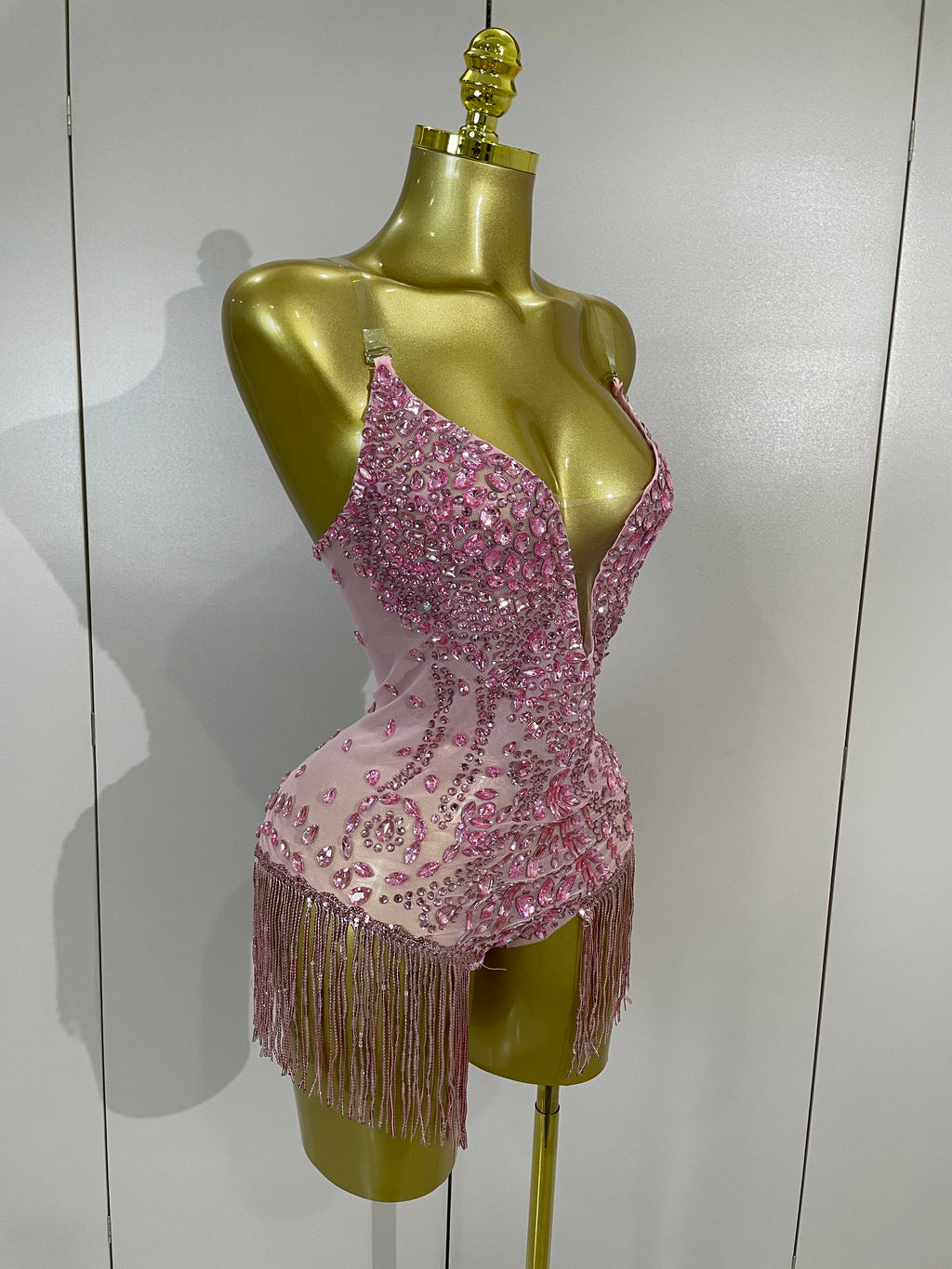 Rhinestone Tassel Bodysuit | Floral Appliqué | XS–XL