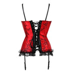 Red Floral Overbust Corset | Lace Trim