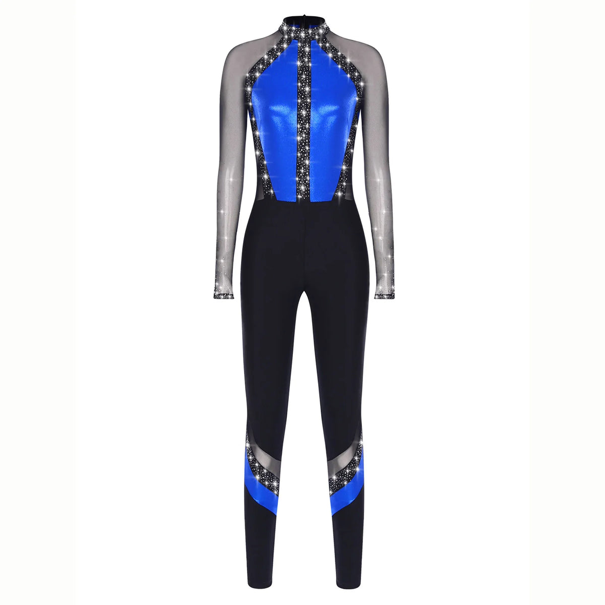 Dance Unitard | Metallic Rhinestone Mesh