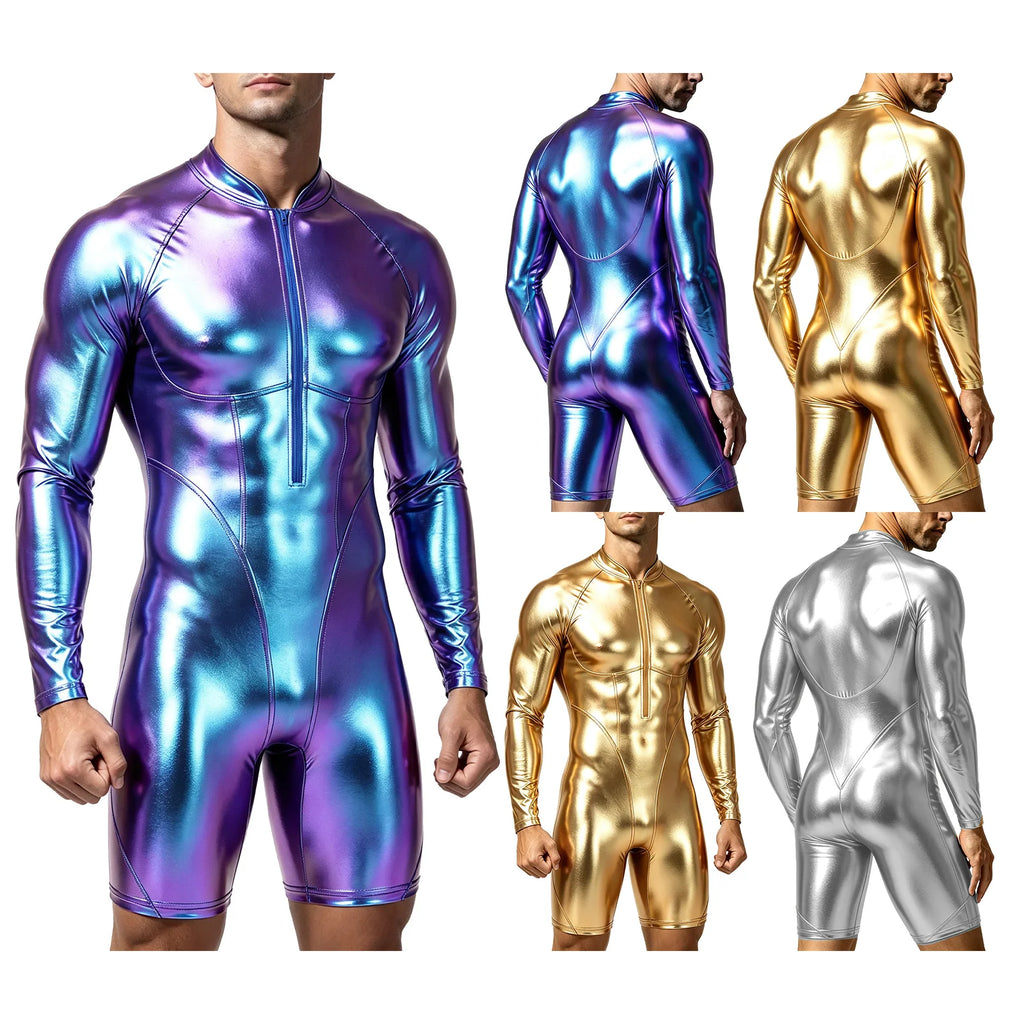 Men’s Metallic Bodysuit | Long Sleeves