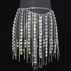 Rhinestone Tassel Chain Mini Skirt