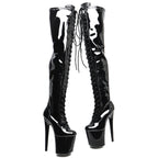 Patent Platform Thigh-High Boots – 8-Inch Pole Dance Heels, Black