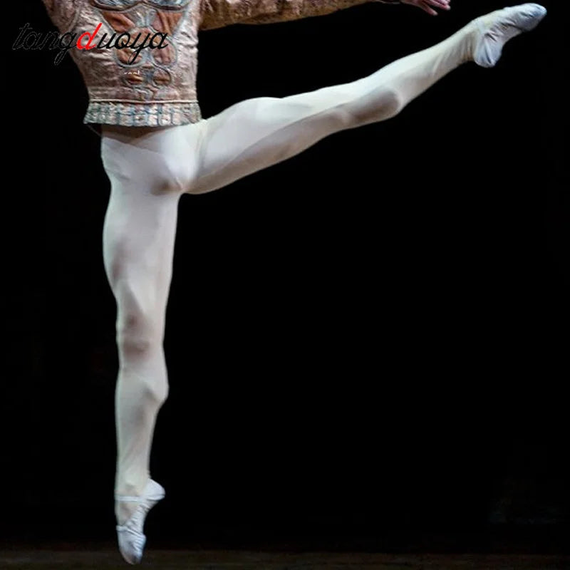 Men's Ballet Tights | Full-Length Footed Leggings | Black & White | S–XXXL