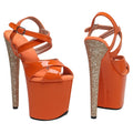 20CM Glitter Platform Pole Dance Sandals - Ultra High Heel Cut-Out Performance Heels