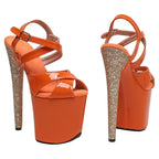 20CM Glitter Platform Pole Dance Sandals - Ultra High Heel Cut-Out Performance Heels