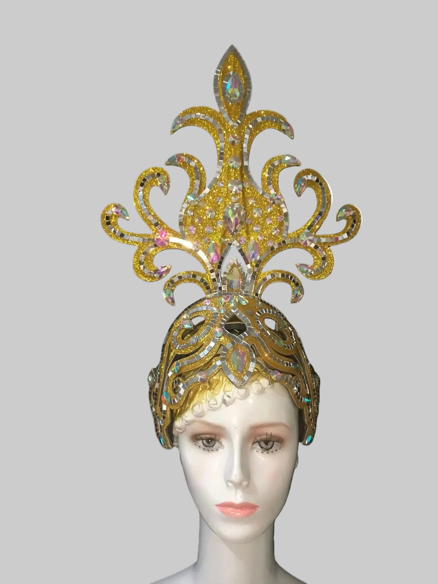 Samba Feather Headdress & Wings - Multi-Color Carnival Costume Set with Rhinestones