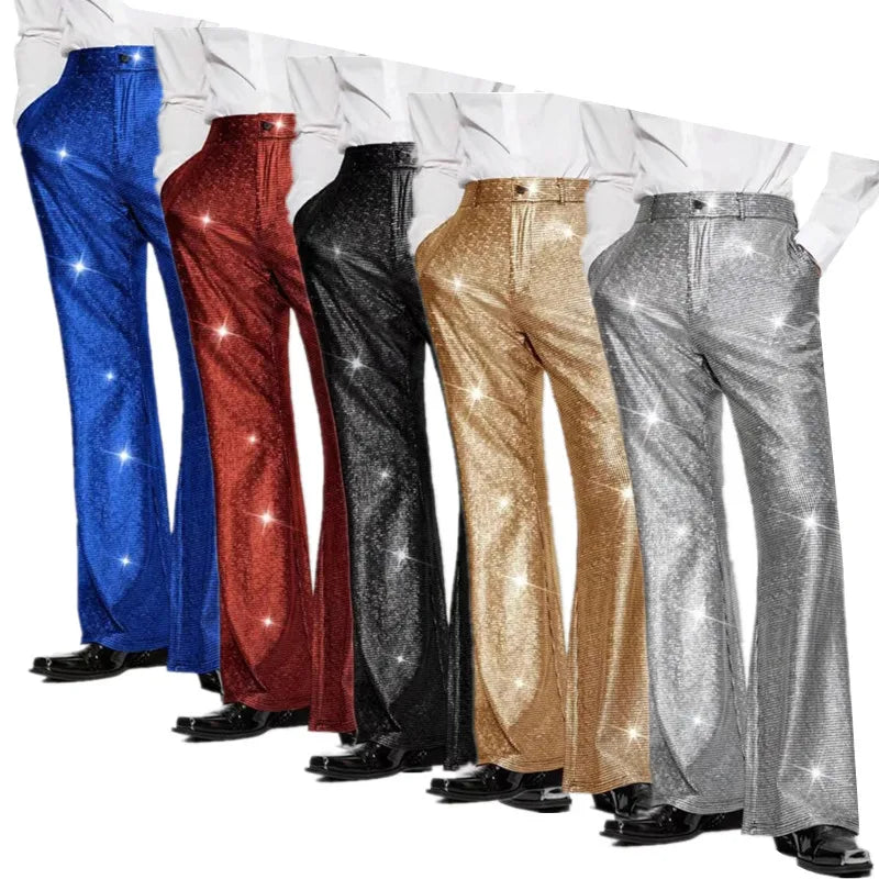 Men's Sequin Flare Pants | Wide Leg | Stage