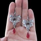 Gothic Vampire Bat Drop Earrings | Crystal Pendant | Drag & Costume Jewelry