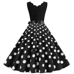 1950s Polka Dot Swing Dress | V-Neck | Bow Sash | 15 Colors