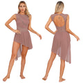 Dance Leotard Dress | Rhinestone Mesh Overlay