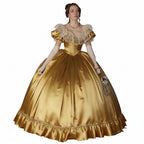 Victorian Ball Gown | Off-Shoulder Ruffles | Gold & Custom Color | Sizes 2–26W