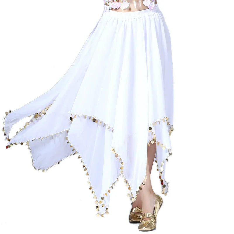 Belly Dance Chiffon Skirt | Sequin Trim | 11 Colors