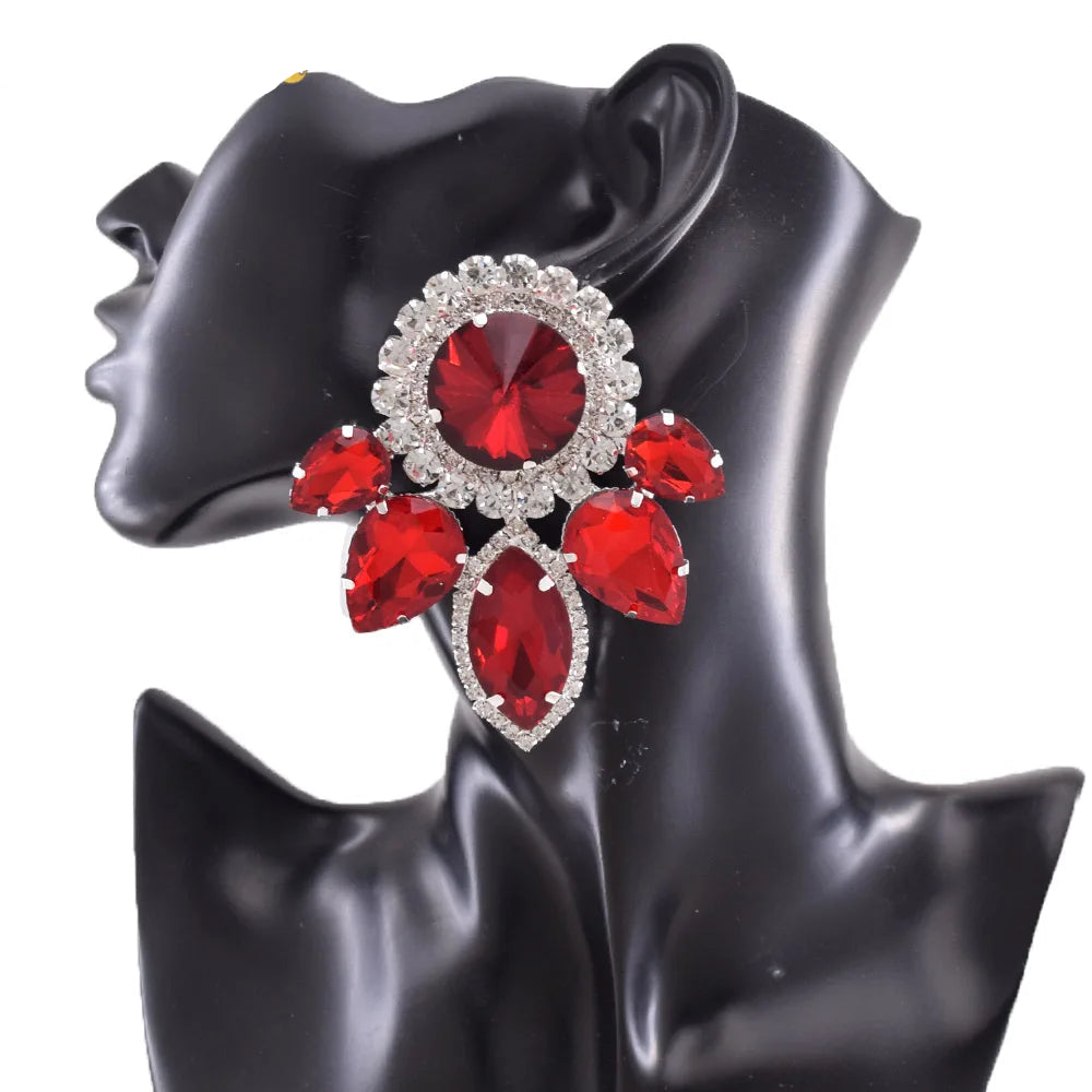Rhinestone Earring & Ring Jewelry Set | Clip-On or Pin | 10 Colors