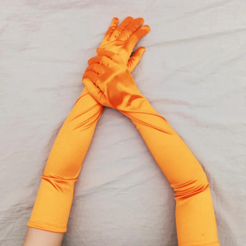 Elbow-Length Satin Gloves | Stagewear