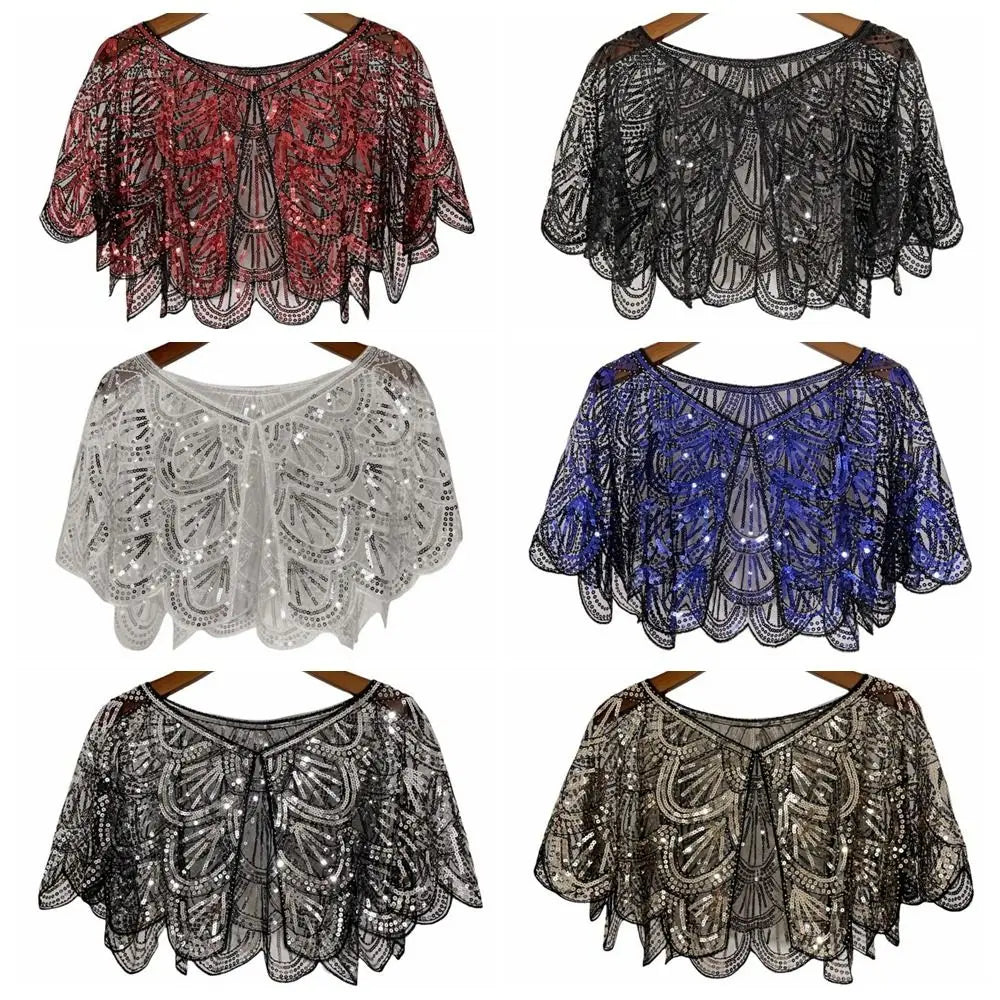 Sequin Shawl Cape | Sparkling Ruffle | Stage & Party