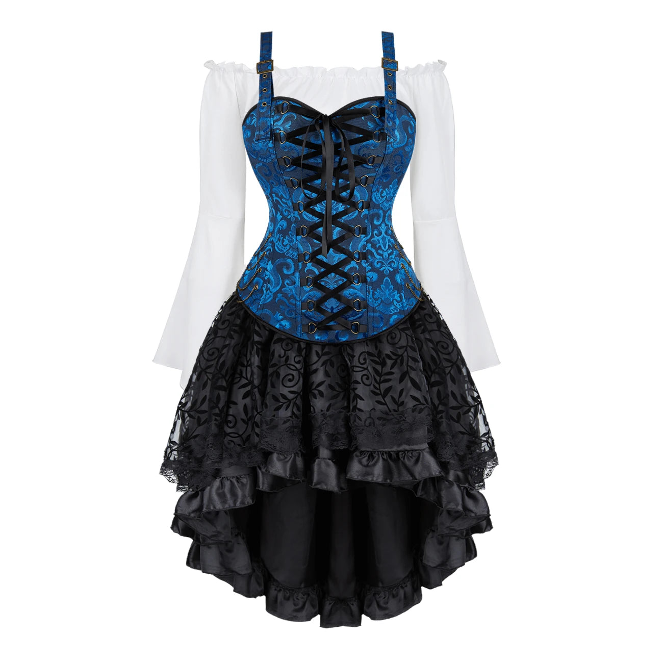 Steampunk Corset Dress | 3-Piece Set | 9 Colors | S-XXXL