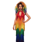 Rainbow Rhinestone Mesh Gown | Stage Performance Dress