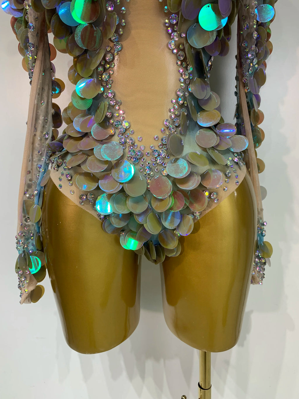 Rhinestone Stage Bodysuit | Iridescent Embellishment