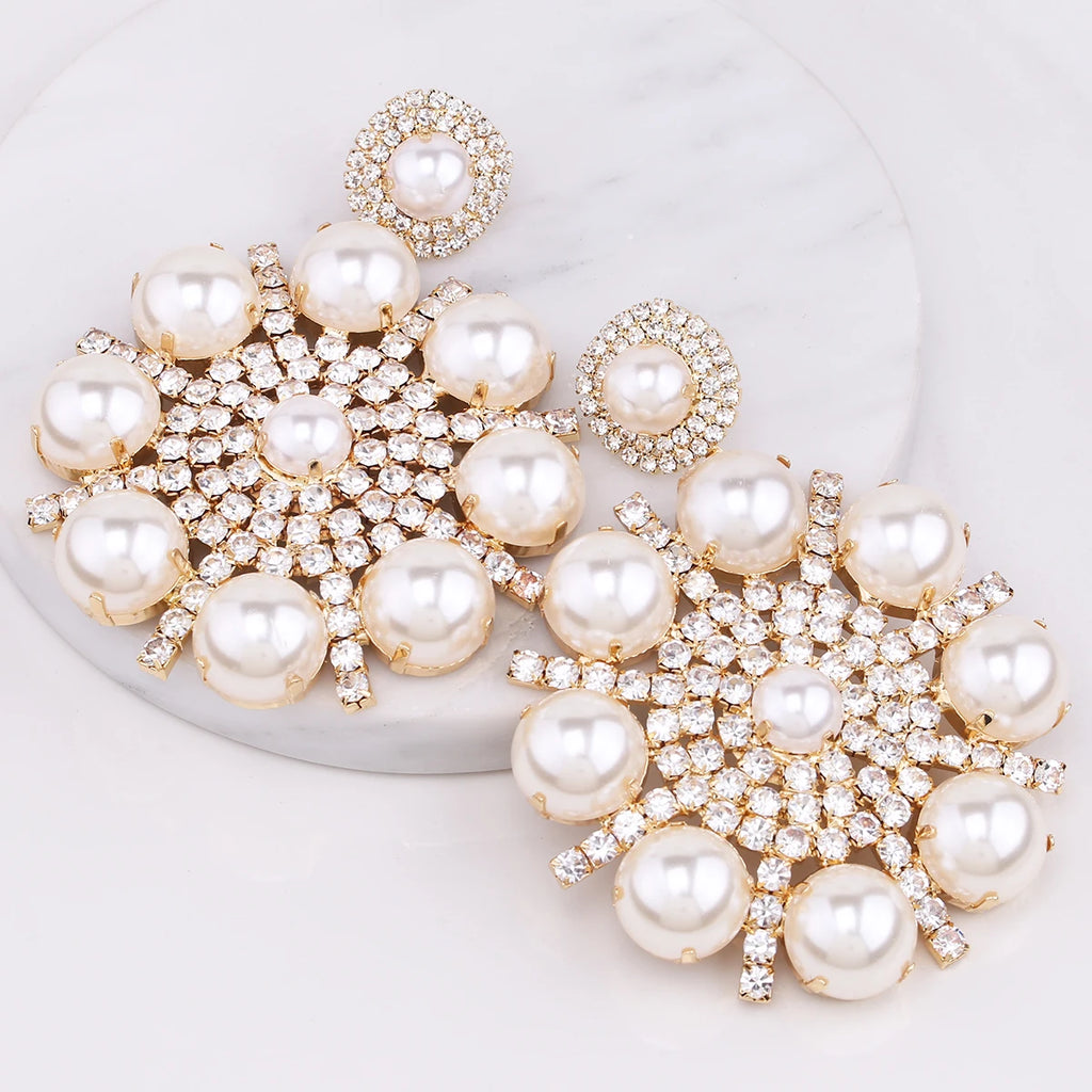 Pearl & Rhinestone Drop Earrings | 7 Colors