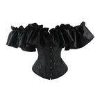 Off-Shoulder Overbust Corset | Black | Ruffle Trim