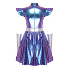 Metallic Space Dress | Structured Shoulders
