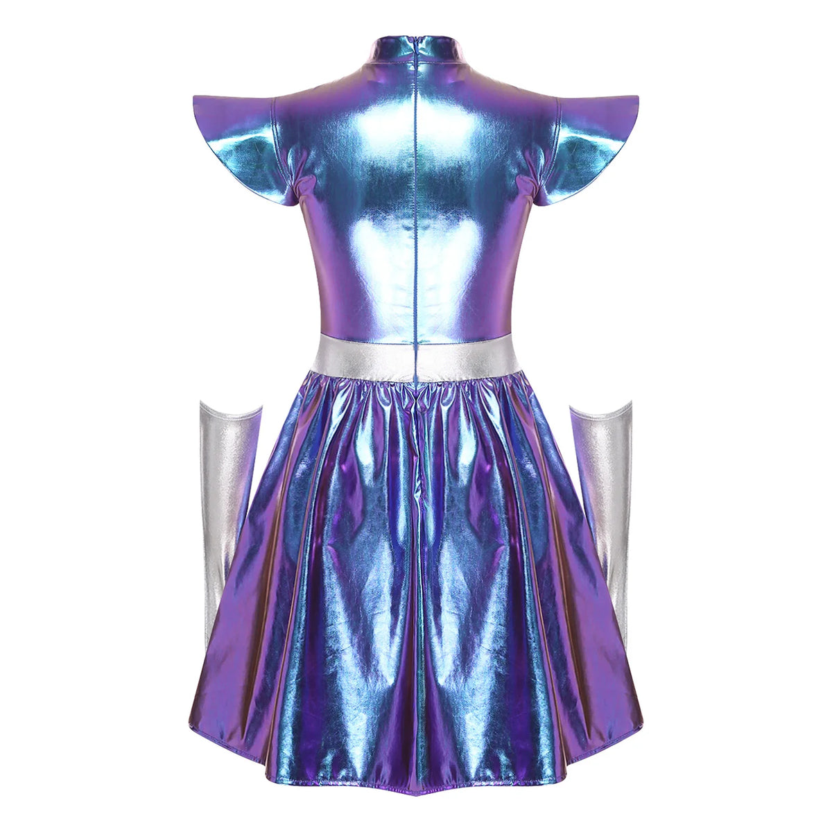 Metallic Space Dress | Structured Shoulders