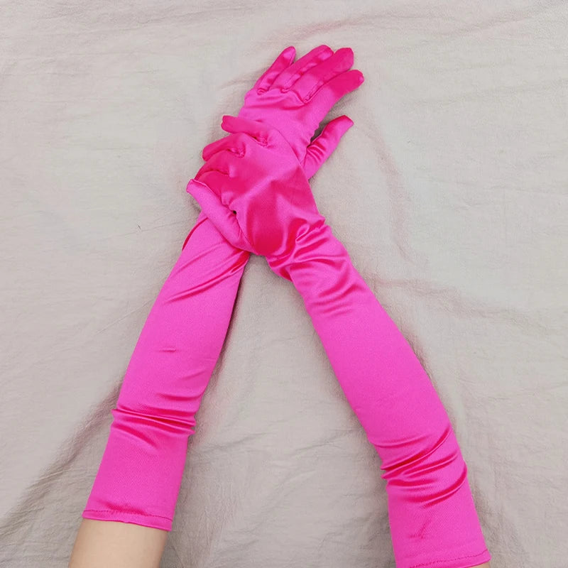 Elbow-Length Satin Gloves | Stagewear
