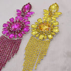 Rhinestone Tassel Drop Earrings | Jumbo 22CM | Statement