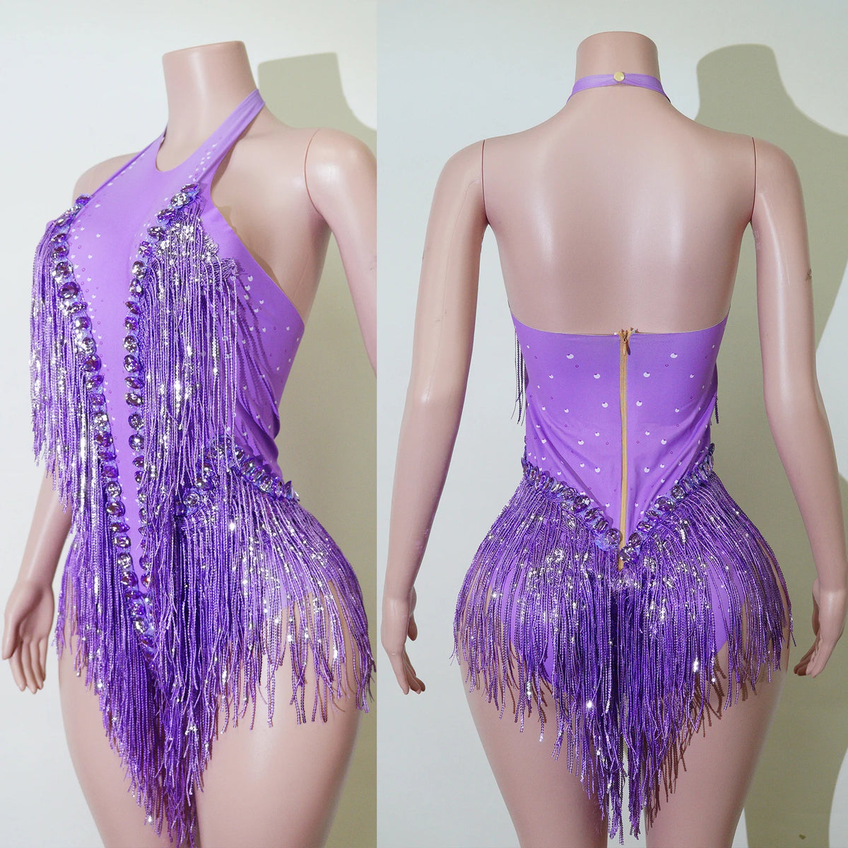 Stage Bodysuit | Rhinestone Fringe