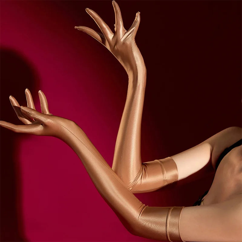 Glossy Elbow-Length Gloves | Stagewear