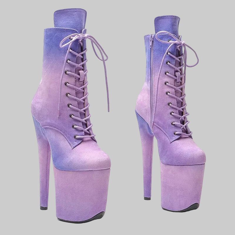 Ombre Suede 8-Inch Platform Pole Dance Ankle Boots