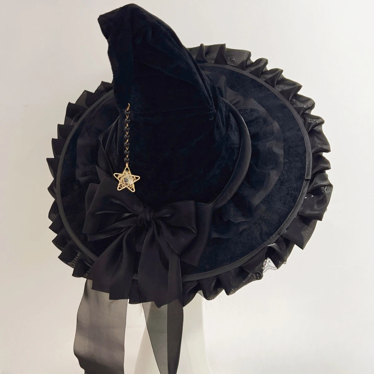 Lolita Witch Hat | Ruffle Bow | Halloween Costume Headwear