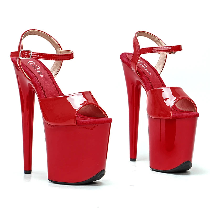 20CM Platform Sandals - Patent Finish High Heel Pole Dance Shoes