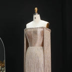 Gold Tassel Formal Gown | Off-Shoulder | Floor-Length