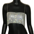 Crystal Metal Strap Crop Top with Glitter