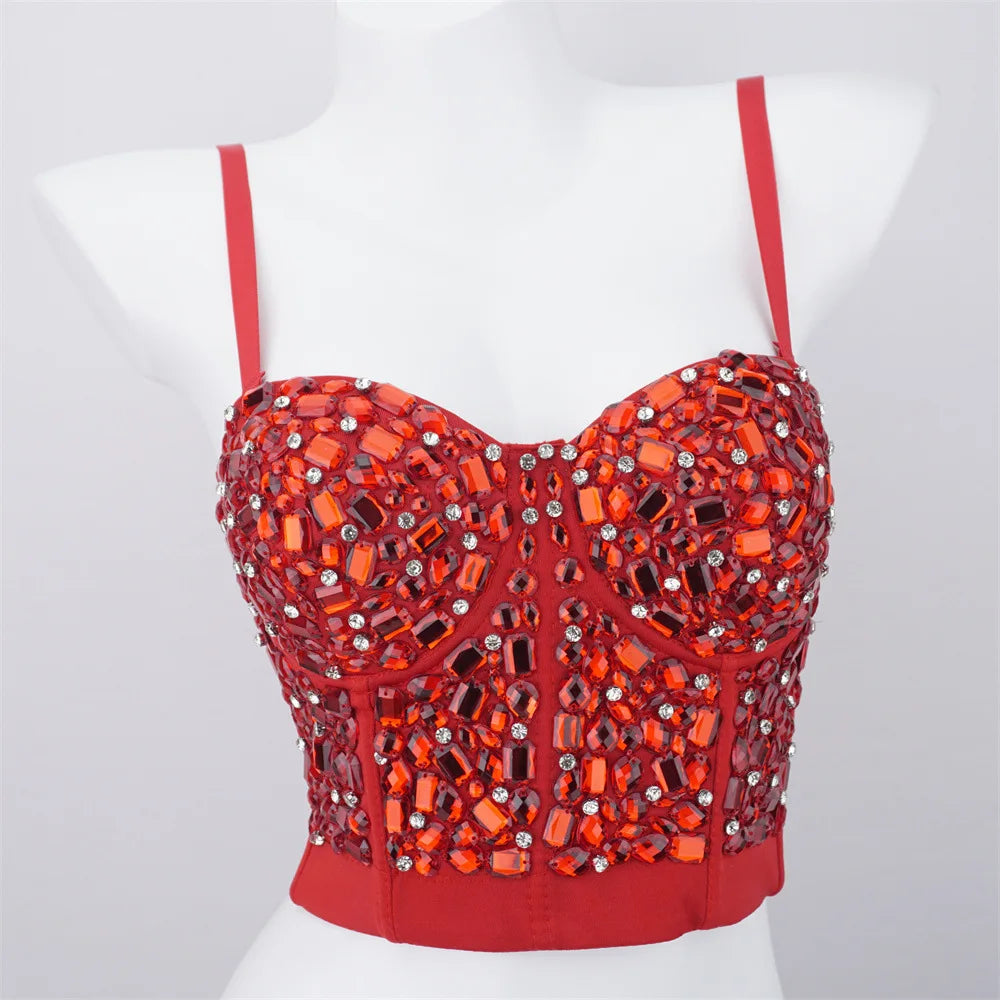 Heavy Beading Rhinestone Bustier | Colorful Crystal Corset Top