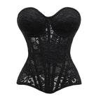 Sheer Lace Corset | Sweetheart Overbust | Black