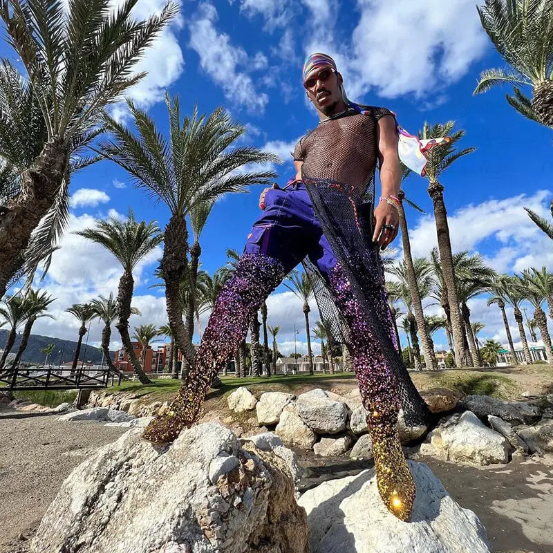 Thigh-High Sequin Boots | Gradient Glitter | Stiletto Heel