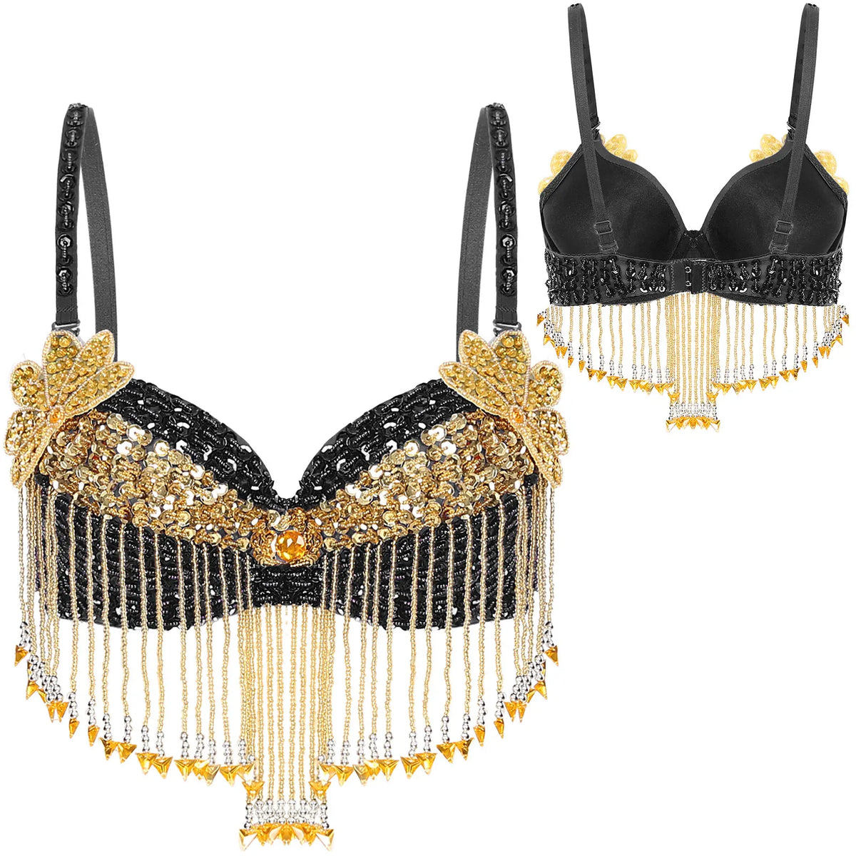 Sequin Beaded Tassel Belly Dance Bra | Underwired | Festival & Stage | One Size